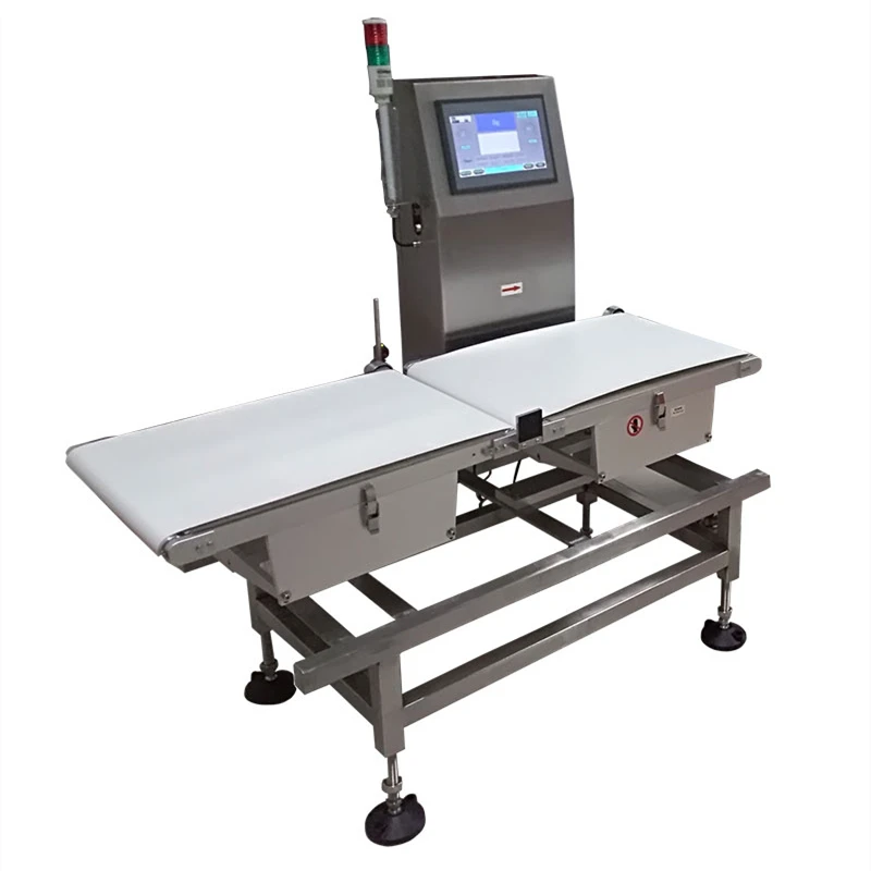 Heavy duty check weigher with rejector system for tray package frozen shrimp