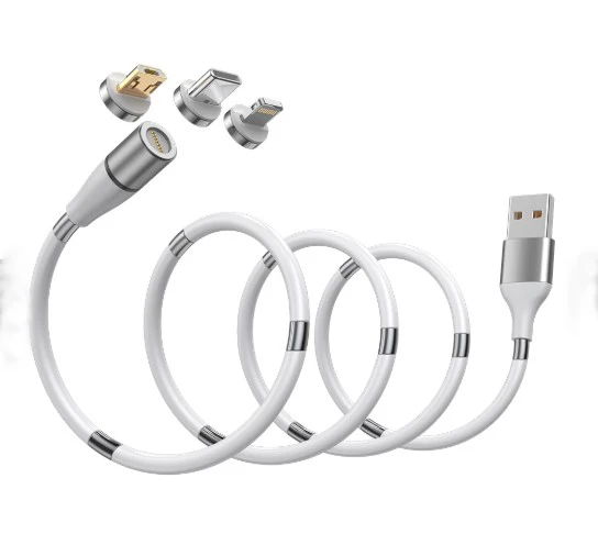 Top Quality Fast Quick Charge 3 In 1 Supercalla Cables Strong Magnetic Self-wrapping Portable Easy-coil Charging Data Cable