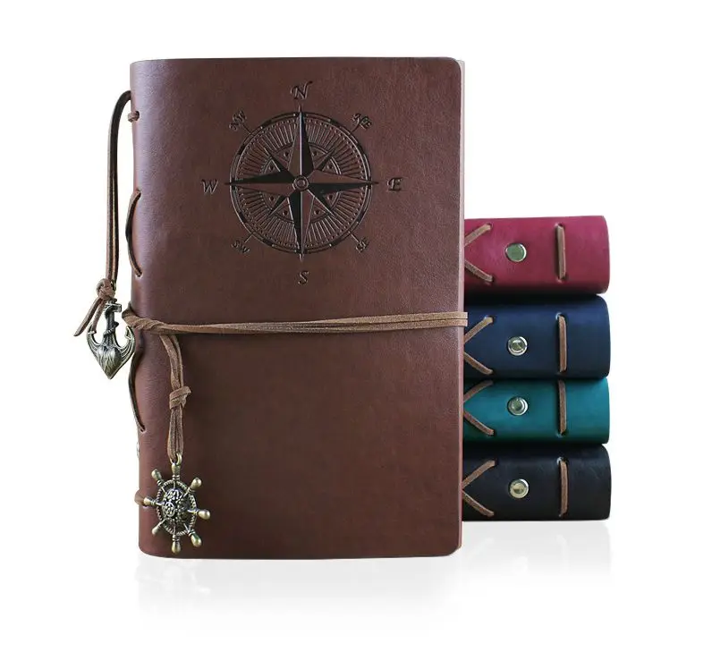 A5 A6 Spiral Notebook Diary Notepad Vintage Pirate Anchors PU Leather Note Book Replaceable Stationery Gift Traveler Journal
