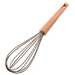 Wholesale Silicone Egg Whisk Kitchen Tools Hand Easy Wooden Handle Milk Flour Rotary Blender Whisk Mixer Egg Beater