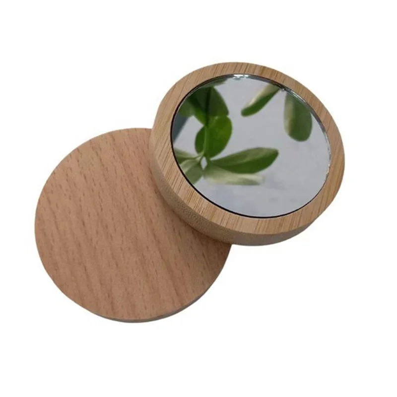 Makeup Mirror Cosmetic Mirror Round Portable Beauty Tool Portable Bamboo Pocket Wood Travel Personalized Silver Make-up Mirror