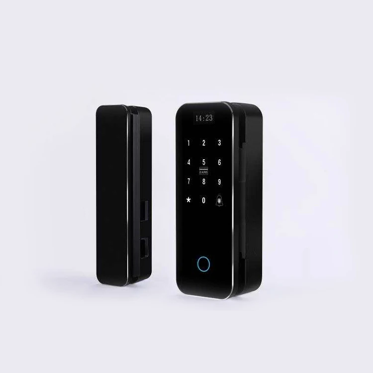 Aluminum door electronic office glass front card key door biometric lock