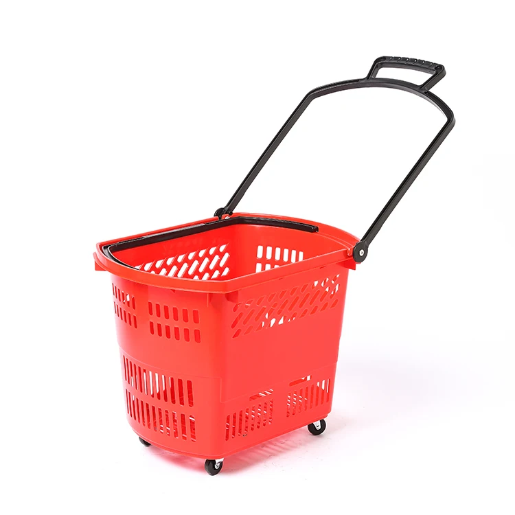 45L 4 Wheel Shopping Trolley Supermarket Shopping Basket Trolley for Sale