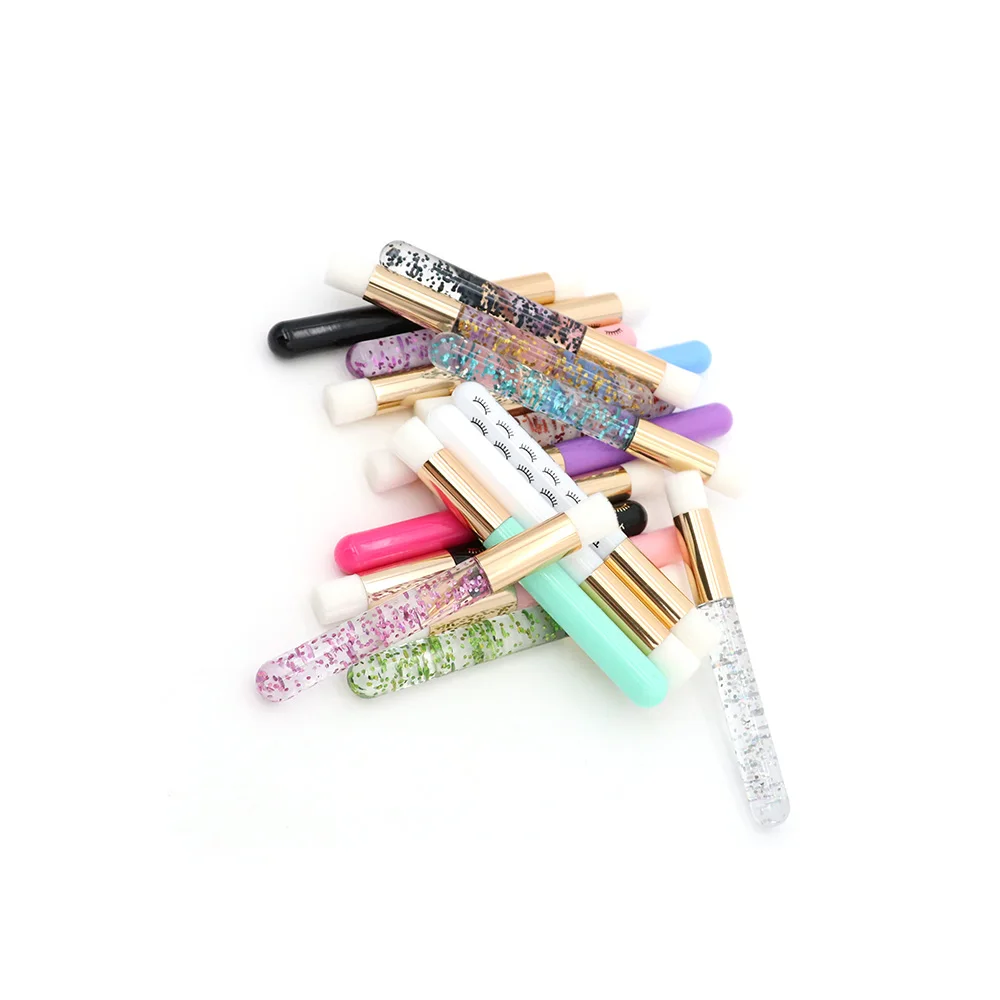 Eyelash Cleanse Brush Crystal Rhinestones Eyelash Cleaning Brush Pink Bling Shampoo Brush