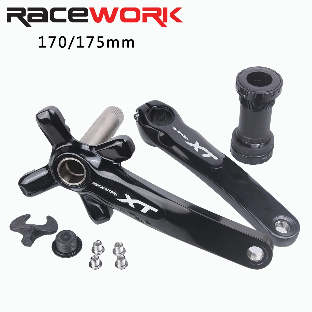 RACEWORK XT MTB Bike Crankset 104BCD Aluminum Alloy With Bottom Bicycle Cranks Chain Ring Crank Bike Accessories 170mm 175mm