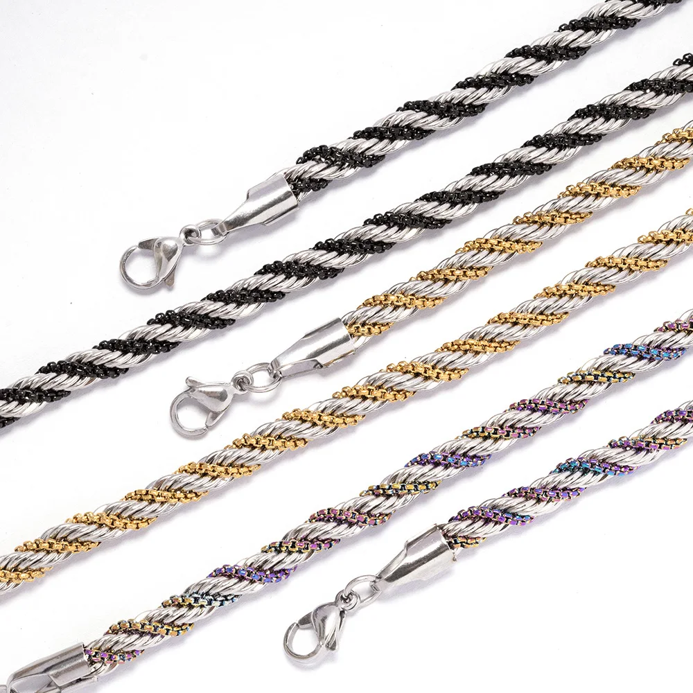 Fashion Men Necklace Winding Necklace Braiding Rope Chain  Stainless Steel Jewelry Necklace for Man