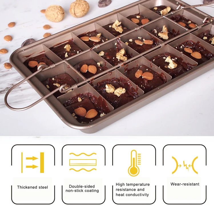 Non-Stick 18 Pre-slice Brownie Baking Pan with Dividers Brownie Cutter Brownie Tray