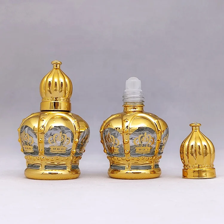 Популярная оптовая продажа пустая стеклянная бутылка attar в форме короны 6 мл 12 tola