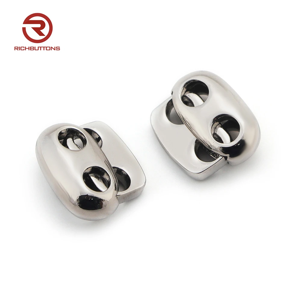Hot Sale For Wholesale Spring Three Custom End Stopper 2 Hole Metal Cord Lock