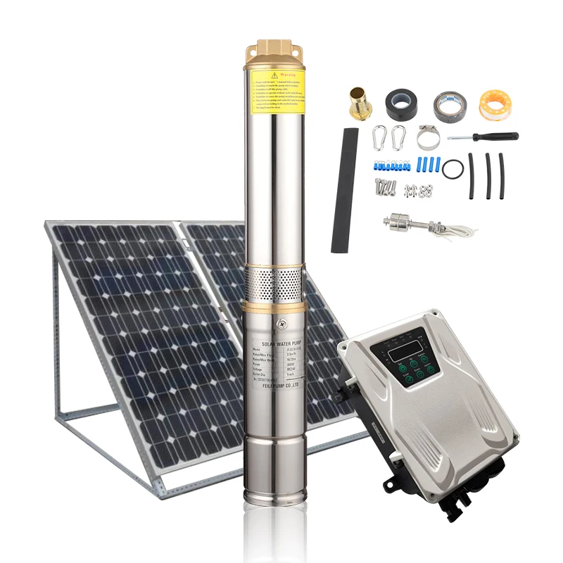 solar water pump submersible 60 meter bore hole agua de pozo profundo bomba solar solar power submersible pump irrigation (62097096694)