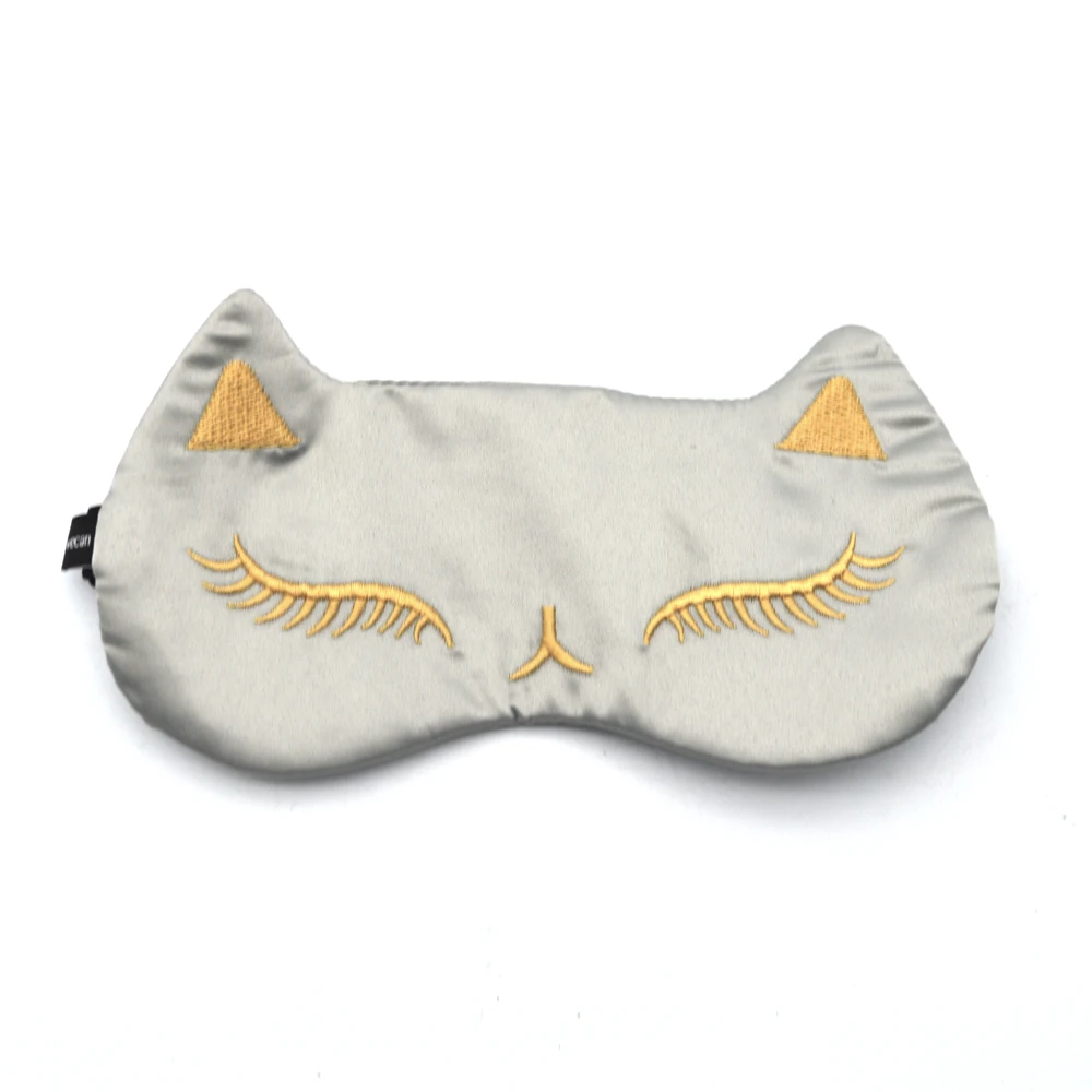 
100% Natural Silk Eye Mask Blindfold with Elastic Strap Cat Shape Soft Eye Cover Eyeshade for Sleeping With Travel 