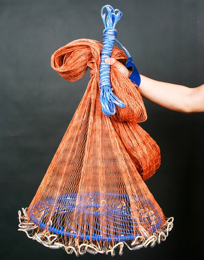 Fishing Cast Net US Hand Throwing Catch Fish Nylon Network Spin Bait Sinker Cast Net