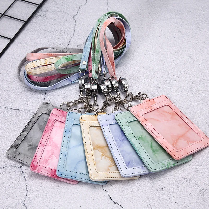 2023 ECO New PU Leather Badge Holder with Lanyard ID Credit Card Holder Wallet