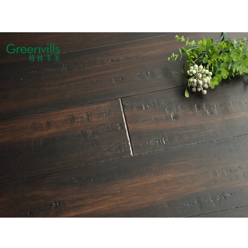 14MM thickness engineered bamboo wood flooring, factory wholesales worn black wood floor