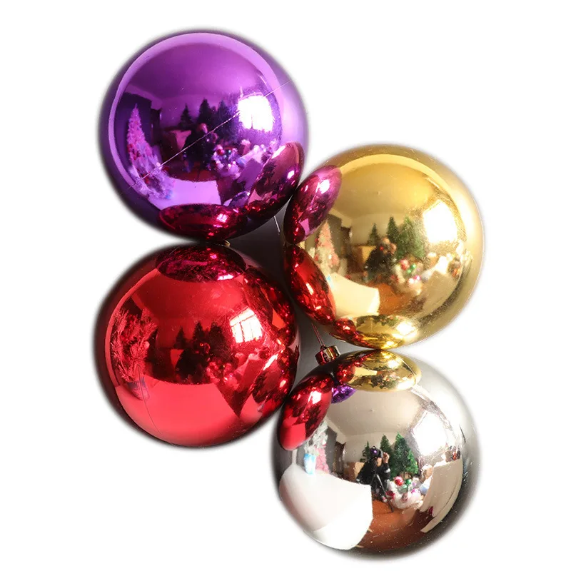 Mini PVC Christmas Decoration Balls 10-60CM Electroplating Pendant Sphere with Silk Screen Printing for Holiday Hanging Market