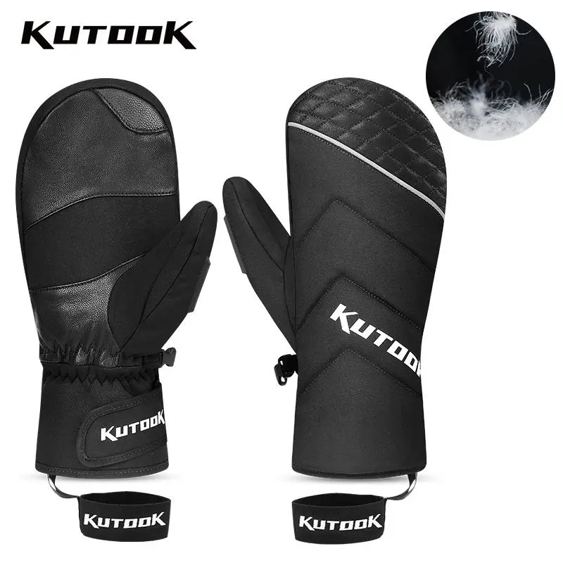 Sport Winter Waterproof Cycling Gloves for Snowmobile Down Gloves Waterproof Leather Snow Gloves Skating Snowboard Skiing Mitten
