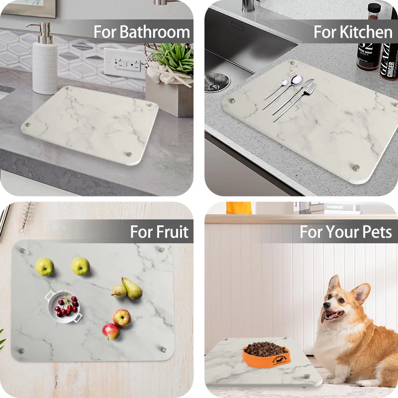 Hot Selling Marble Patterned fast Drying Super Absorbent  NonSlip  diatomaceous earth bath mat bath stone ma for Sink