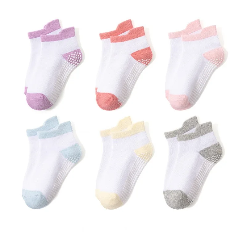 Great Quality cotton solid color knitted socks Non-slip short baby sock for summer