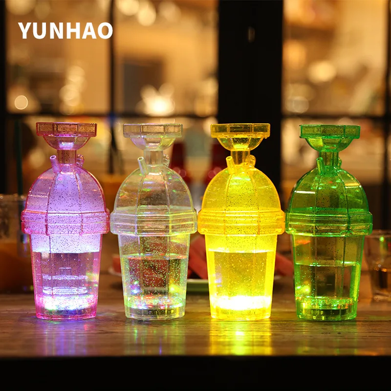 Single Tube Acrylic Bottle Hookah Cup Shisha Set Transparent Narguile Bar Party Shisha Bowl Water Hose Led Light Accessories