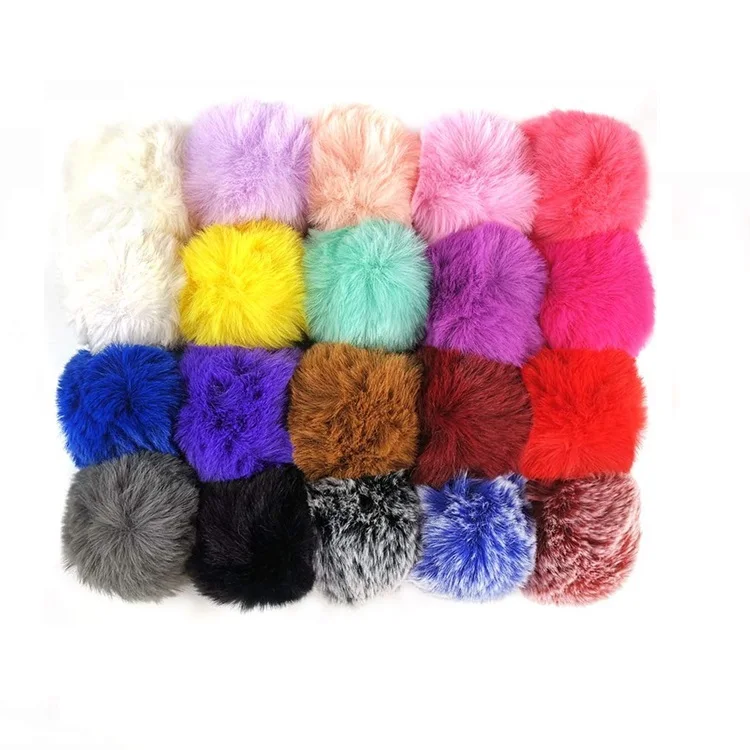 Whole Sale Bulk Large Big 8cm Pink Fluffy Puff Faux Fur Ball Pom Pom Keychain
