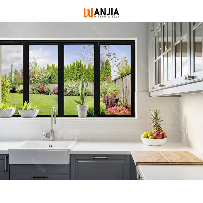 WANJIA оптовая продажа водонепроницаемая оконная система для жилых помещений двойное закаленное стекло энергосберегающие алюминиевые раздвижные окна