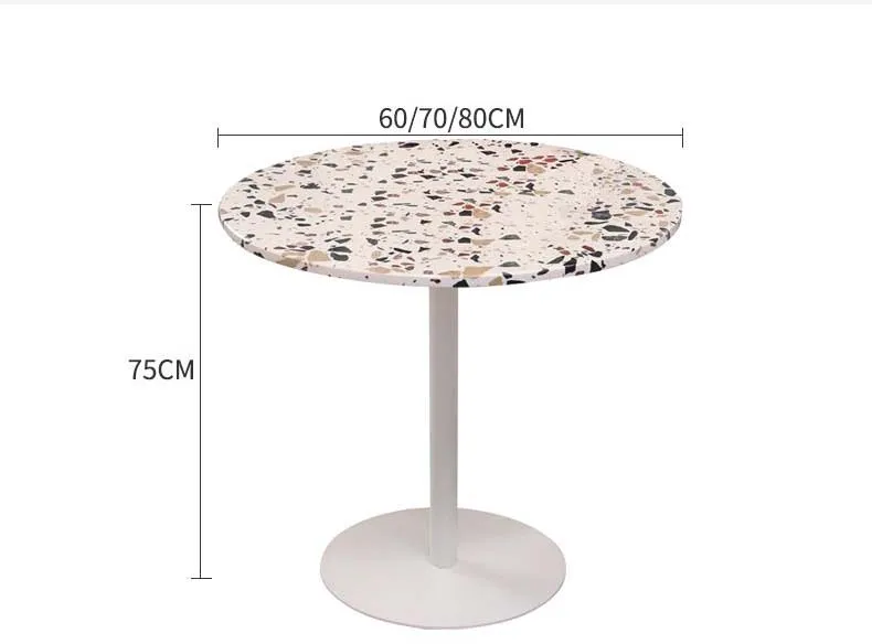 Modern  cafe restaurant terrazzo table waterproof cafe  round dining table with metal table frame design