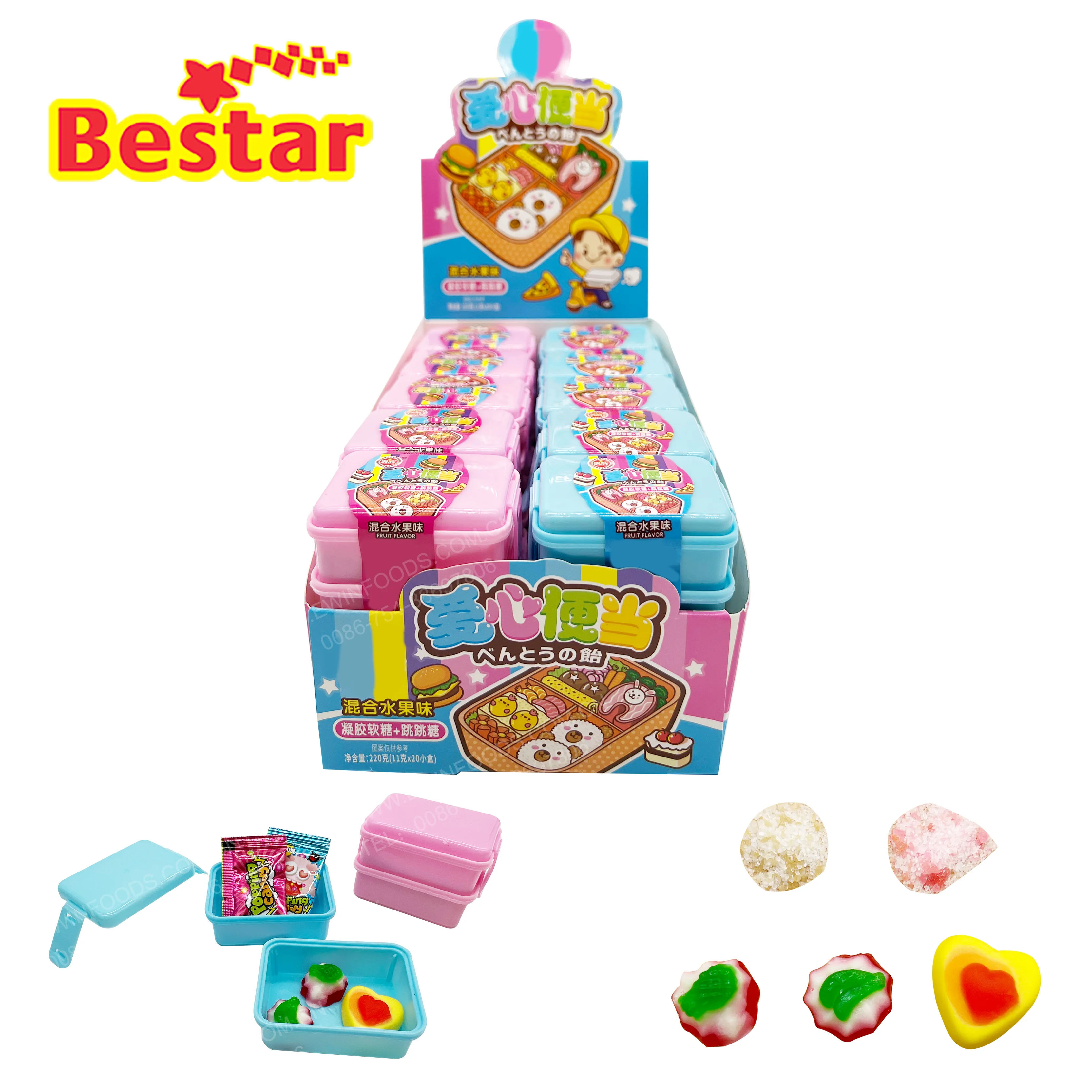 Розовая и синяя коробка для завтрака 2-слойная жевательная конфета в форме фруктов мягкая игрушка конфеты