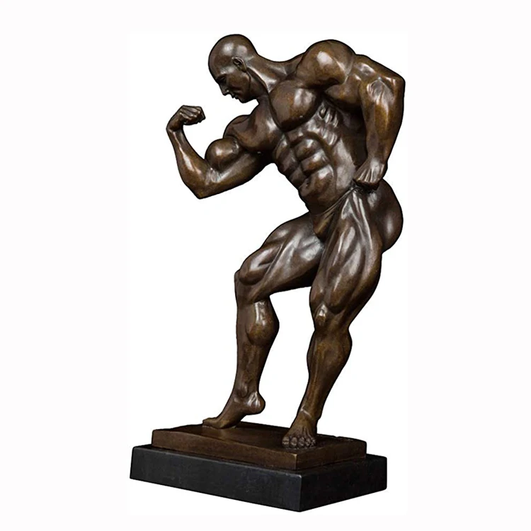 Home decoration metal figure sculpture life size handmade bronze bodybuilder statue for sale