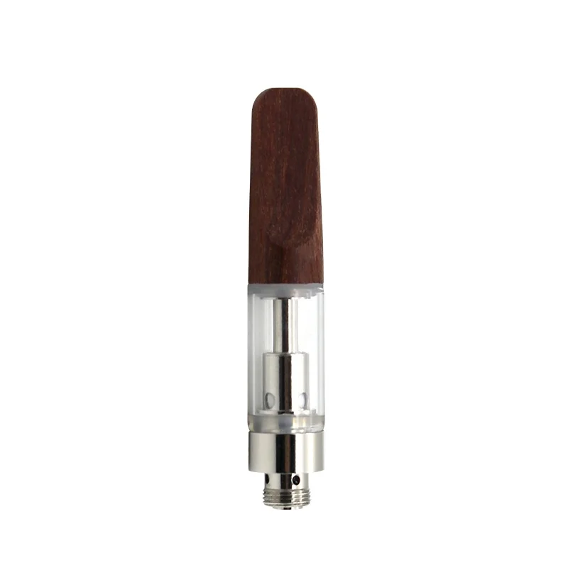 
China top quality wood tip cartridge glass vape tank ceramic coil cartridge empty cbd cartridge 0.5ml 
