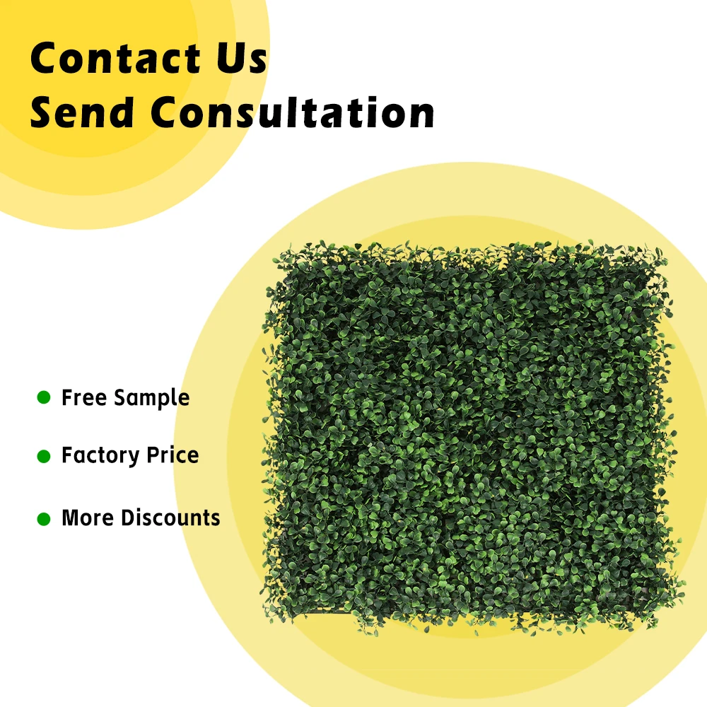 P4 Anti-uv Plastic Leaf Plant Faux Boxwood Mat Green Foliage Panel Artificial Grass Wall for Outdoor
