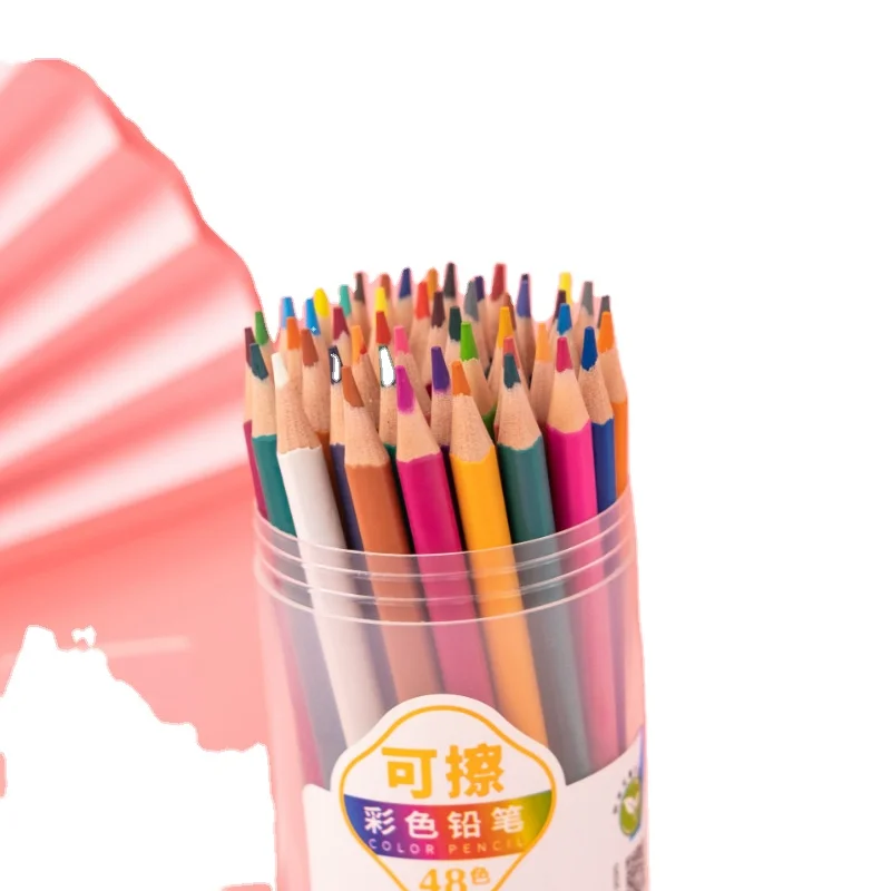 
Erasable Color Pencils 12/18/24/36/48 Color Triangle Rod Primary School Graffiti Coloring Pencils Wholesale Promotion Gift 
