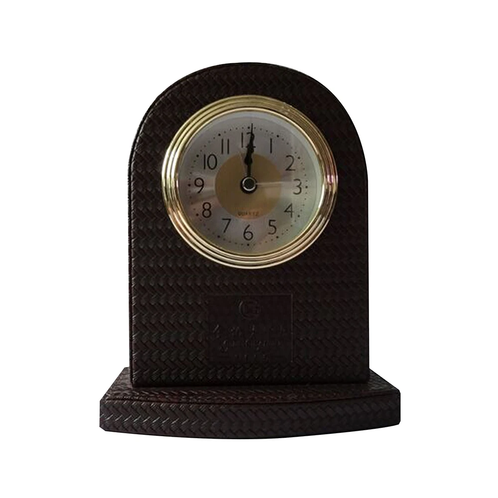 Fancy Design Table Pu Leather Travel Clock Desktop Desk Stand Clock