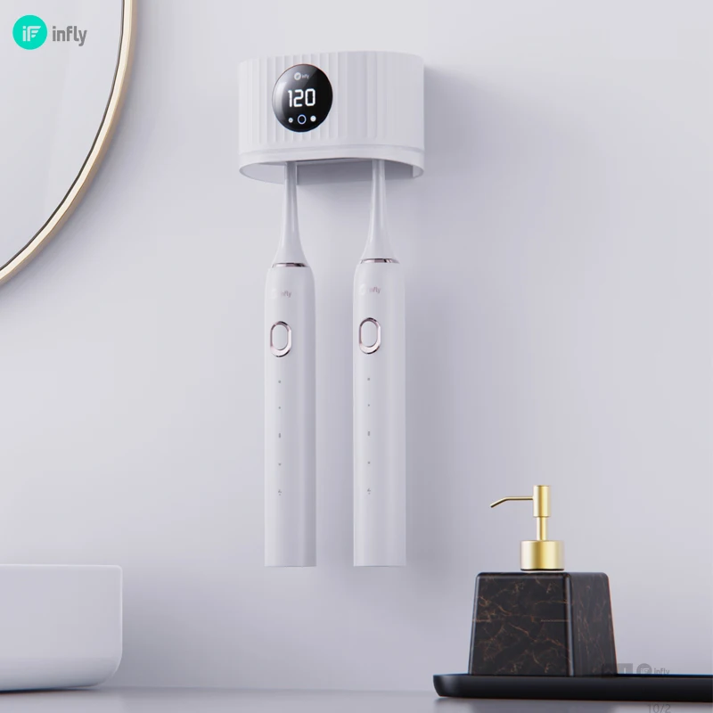 Customized Design Time Display  UV Led Toothbrush Sanitizers Smart UV Light Sterilizer Tooth Brush Holder