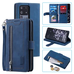For Samsung S20ULTRA New 9 Cards Zipper Flip Leather Case For Samsung S20 FE A51 S8 Wallet Book Phone Case