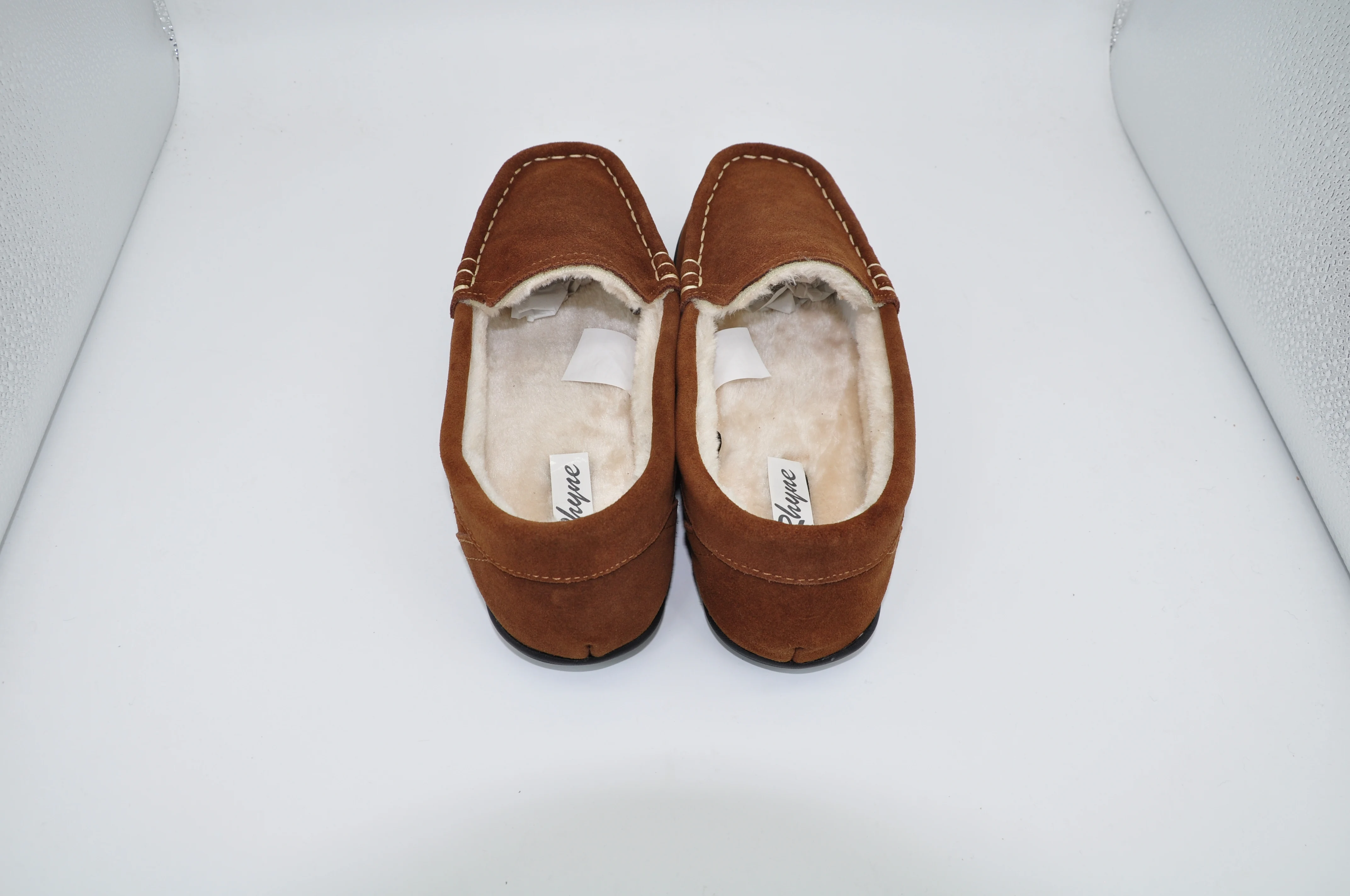 factory wholesale handmade cowsuede fluffy fur winter loafer shoes for men indoor & outdoor  real leather moccasin slippers