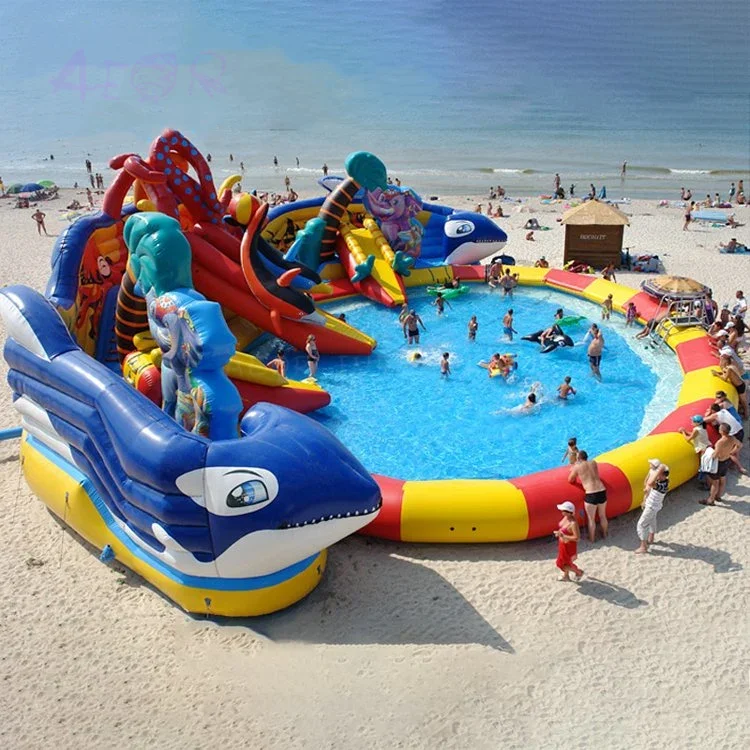 Commercial Inflatable Water Park with Water Slide and Pool Custom Inflatable Ground Water Park for Kids and Adults