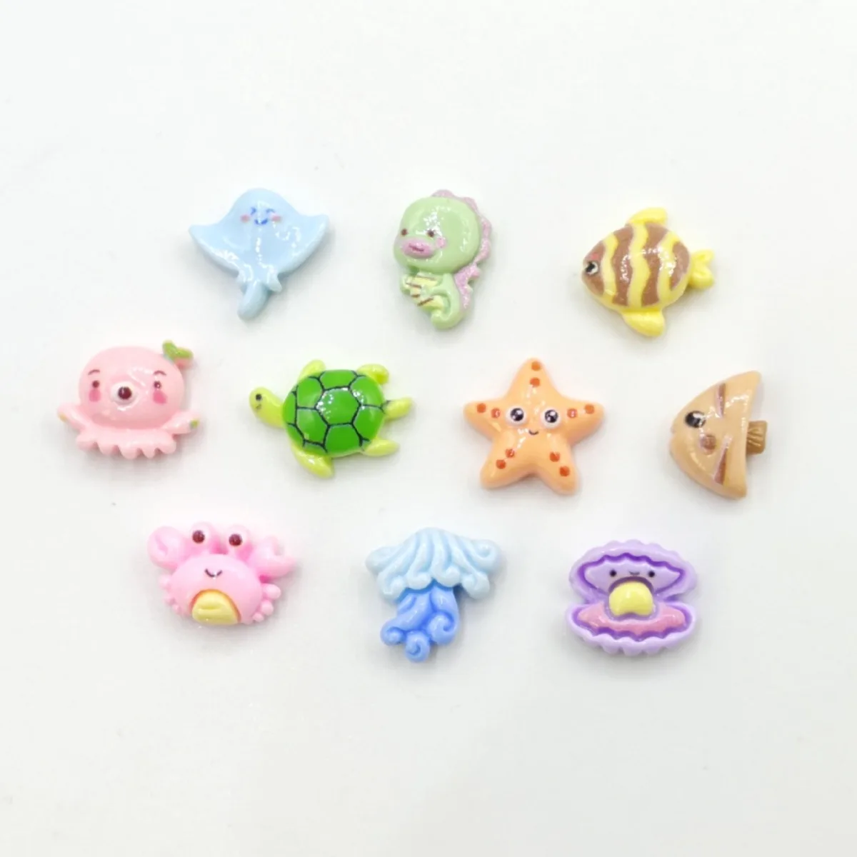 100pcs Wholesale DIY Cartoon Sea Animals Shell Starfish Flatback Mini Cute resin Fish Tortoise Octpus Decoration Charm Craft