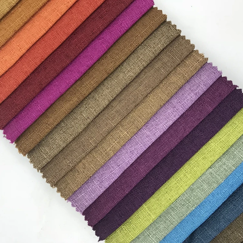 China Factory 125Gsm Garment, Material Sofa Fabric Polyester Cheap Black Out Curtain Fabric Faux Linen Fabric/