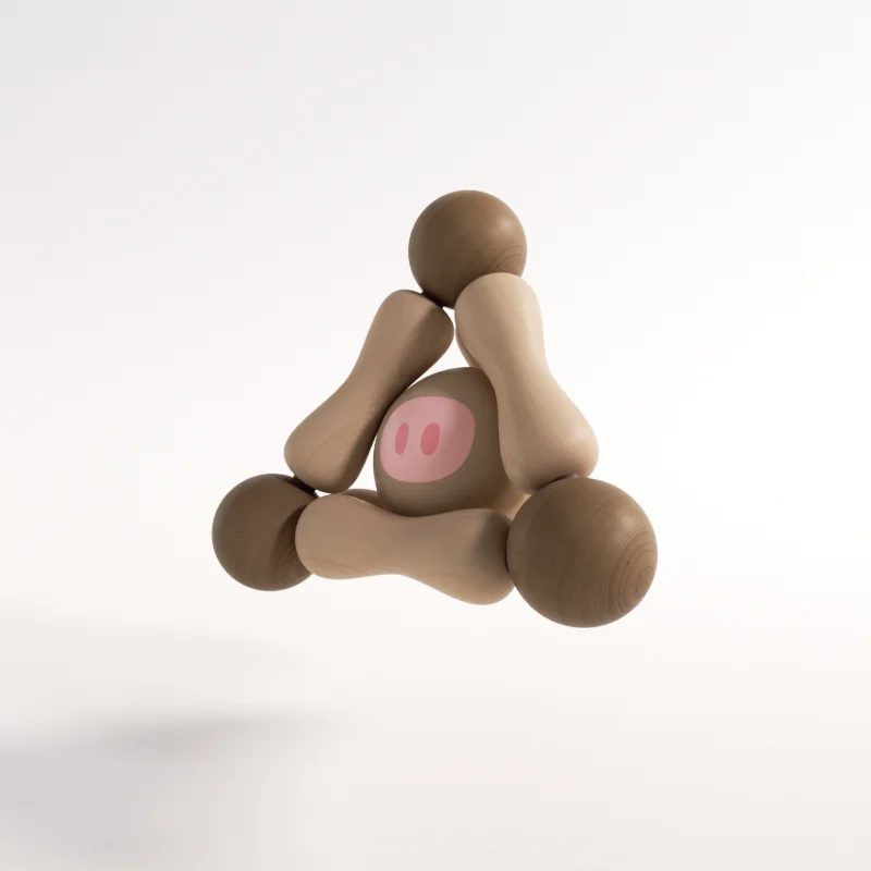 New Design Triangle Shape Natural Beech Wooden Toys Custom Soothing Educational Kids Rattle Teether Baby Montessori Toys