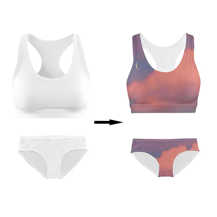 Ladies blank 2 piece sports bra and women underwear set