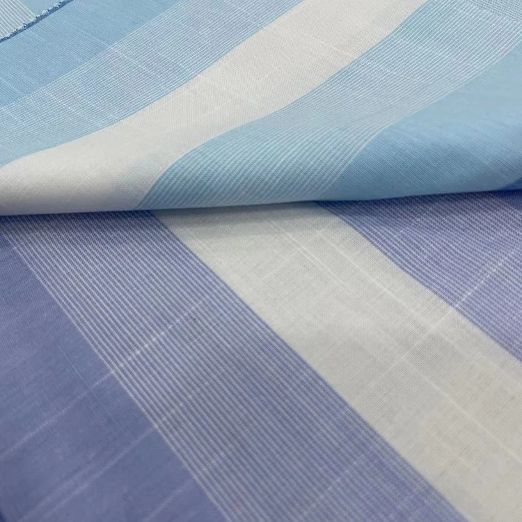 114Gsm Stripes Worsted Spandex Lightweight Shirt Woven Cotton Fabric Printed For
