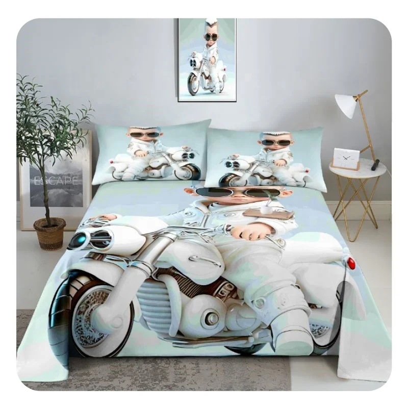 Custom 3D Digital Printing Bedding Set Children Motorcycle Multi Piece Set with Photo Frame