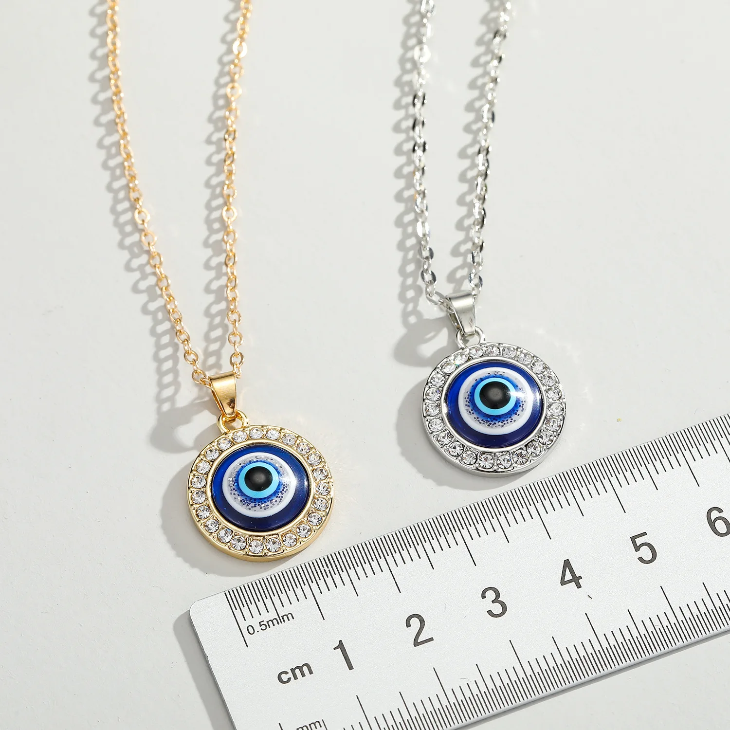 Ethnic Evil Eye Pendant Necklace Gold Silver Color Link Chain Necklace For Women Girls /