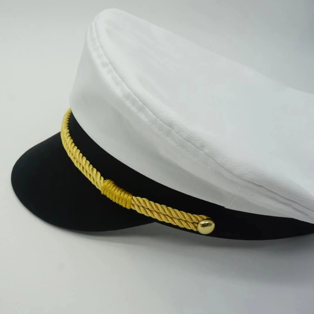 New Design White Custom Captain Sailor Hat  Yacht Boat Ship  Navy Marine Admiral custom White hat