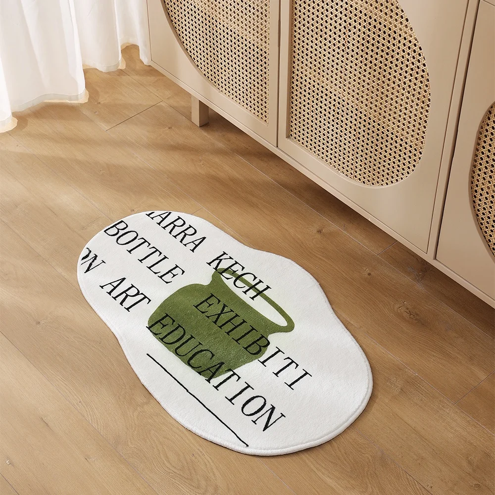 Custom washing room bathroom rug floor mats irregular door mat soft faux fur shag rug washable anti slip bathmat