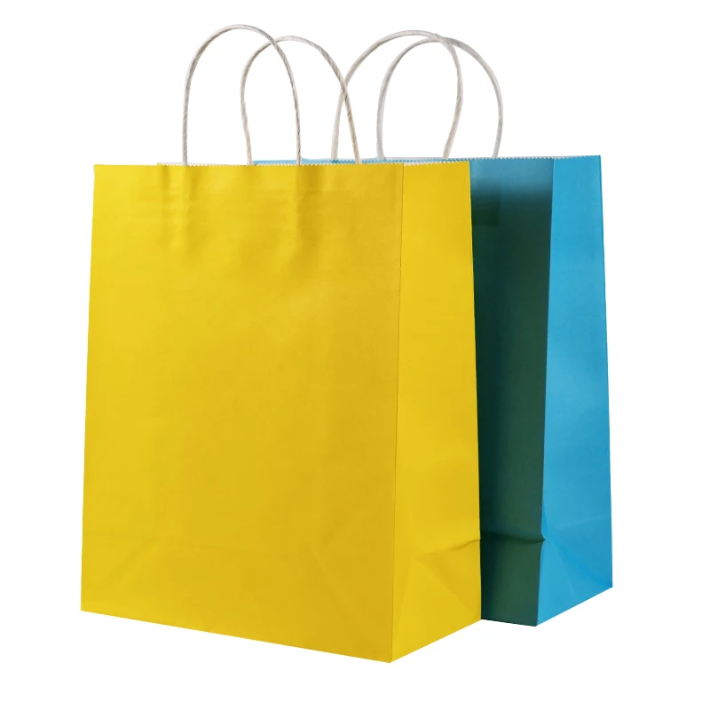 Factory wholesale recyclable kraft paper bag with twisted handle eco-friendly coloured gift shopping paper bags