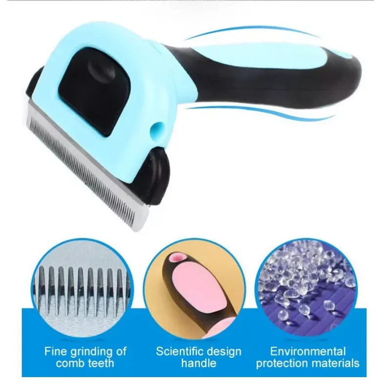 Double Sided Shedding and Dematting Undercoat Rake Comb Pet Grooming Brush Deshedding Tool for Dogs and Cats