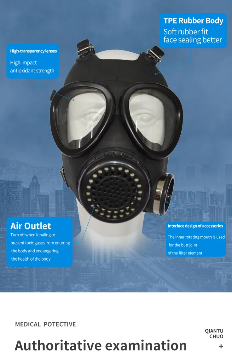 Personal Protective Equipment Activated Carbon Filter Protective Gas Mask Black PC Silicone Face Mask Silicone