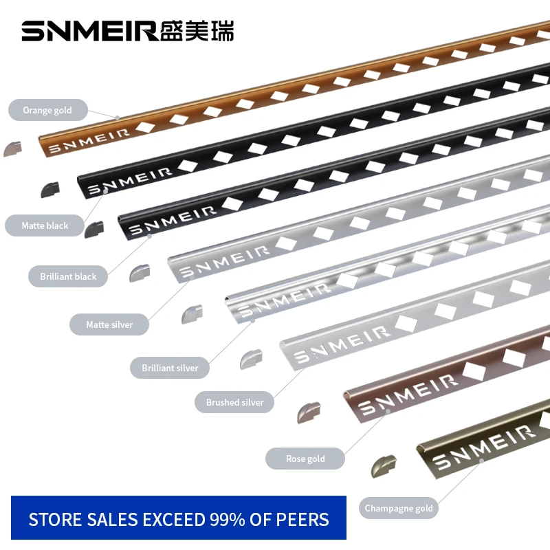 Snmeir Aluminum Ceramic Tile Corner Trims Curved Strip Protection Metal Edge Trim Line For Tile Decorative