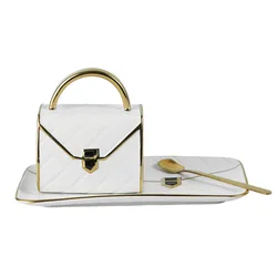 Elegant light luxury fashion creative bag-shaped European afternoon tea coffee cup and saucer set